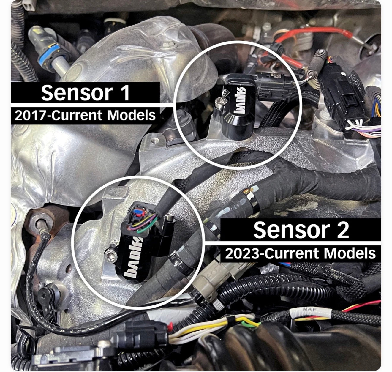 Dual MAP Sensor Relocation Kit
MAP Sensor Relocators

SKU #64415

2023½-2026 Chevy/GMC 2500-3500 6.6L Diesel
For trucks with separate manifold temperature and pressure sensors
Extends life of sensors
Protects from soot buildup